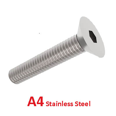 A4 Csk Socket Screws Stainless DIN7991/ISO10642