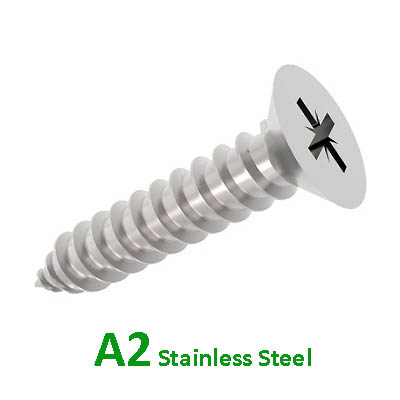 A2 Pozi Csk Self Tapping Screws Stainless DIN7982