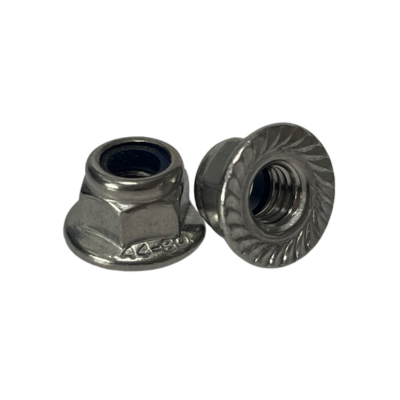 M5 A4 STAINLESS SERRATED FLANGE NYLOC NUTS DIN6926
