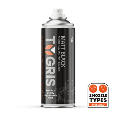 TYGRIS MATT BLACK SPRAY PAINT P300